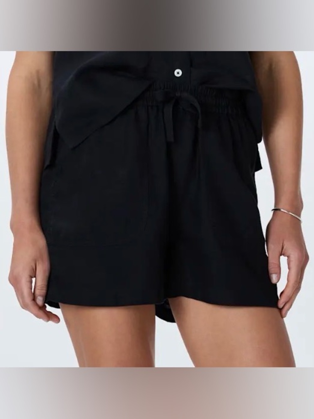 Quince Black European Flax Line Drawstring Shorts size L